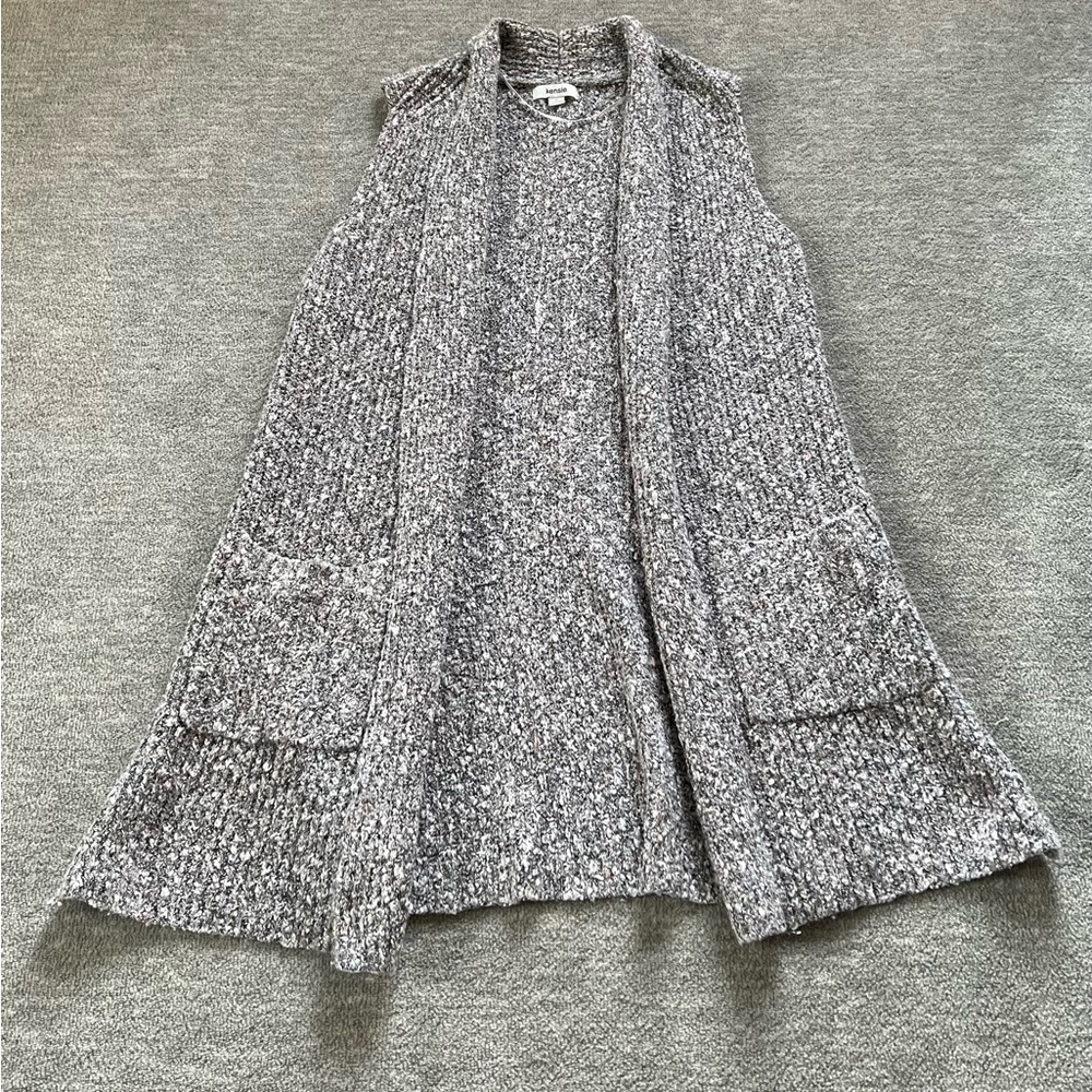 Kensie Sleeveless Long Open Sweater